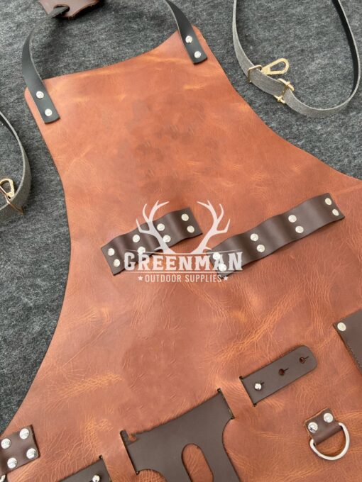 leather apron, leather apron with bottle holder