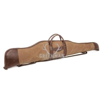Tan and Brown Waxed Canvas Leather Rifle Case, Canvas Leather Gun Slip Case