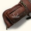 brown leather rifle case with exterior pocket
