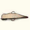 Green and Brown canvas leather rifle case with exterior pocket, leather rifle case