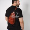 leather sling bag, leather crossbody bag, tan leather sling bag