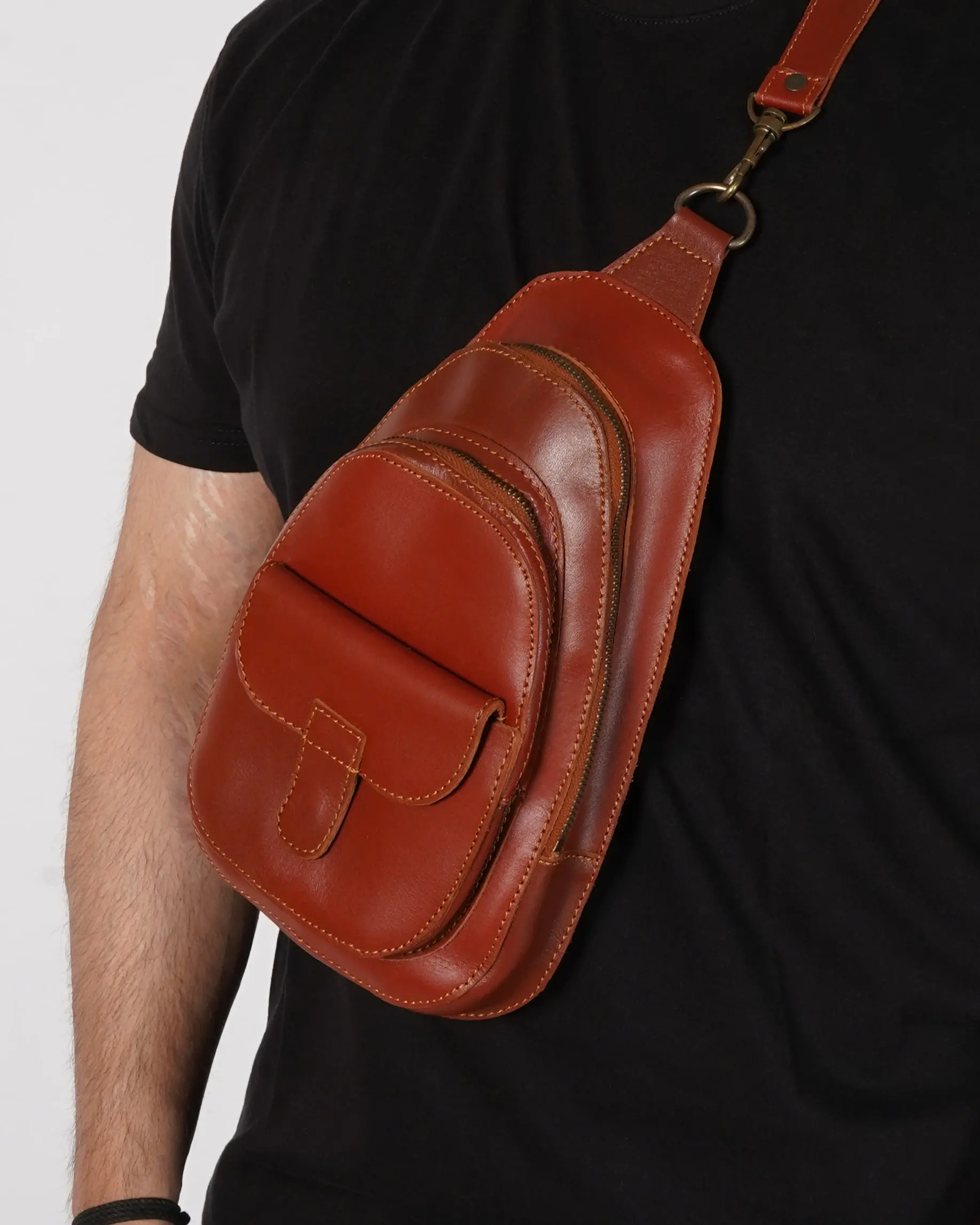 leather sling bag, leather crossbody bag, tan leather sling bag, cross body bag