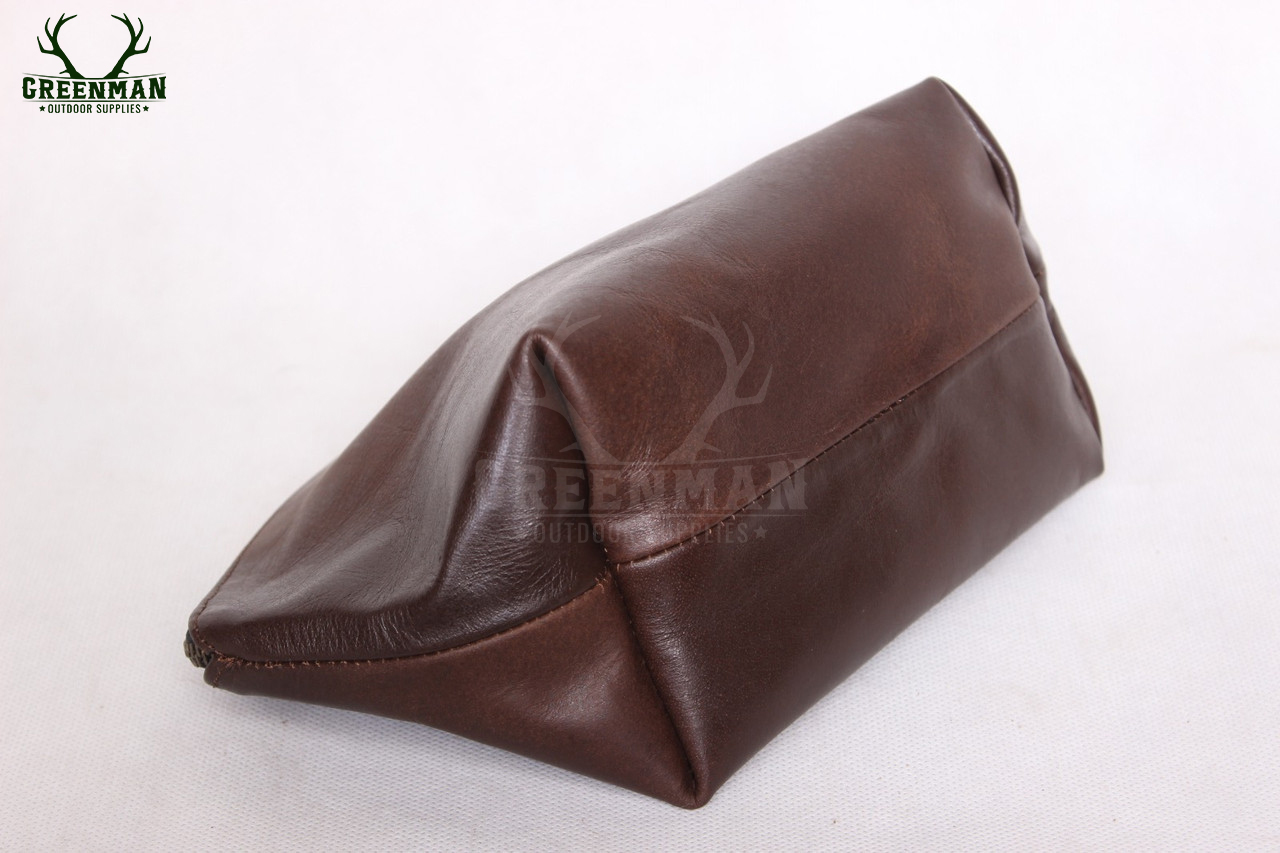leather makeup bag, brown makeup bag