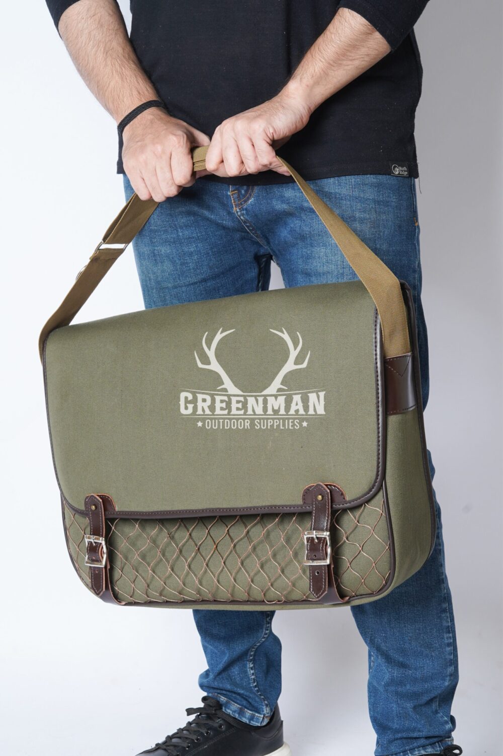 Canvas Leather crossbody Game Bag | Fishnet Satchel Bag - Image 3