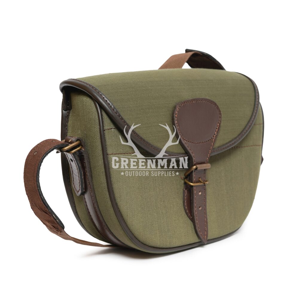 Canvas Leather Cartridge Bag | Green Cartridge Bag - Image 4