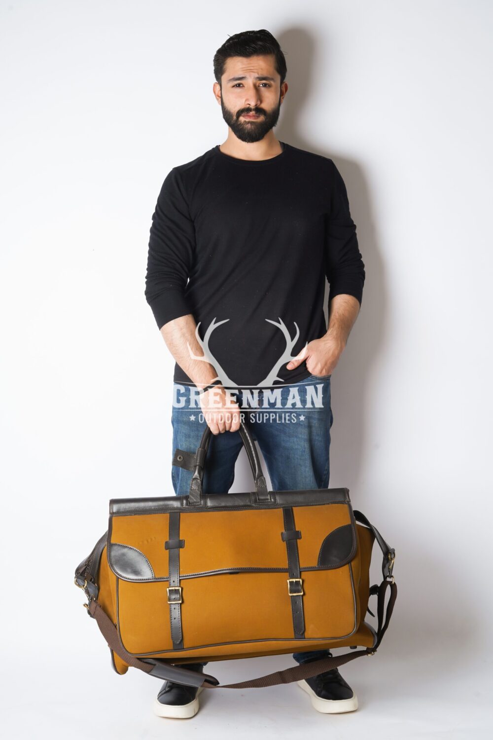 Canvas Leather Weekend Bag | Magazine Bag - Image 3