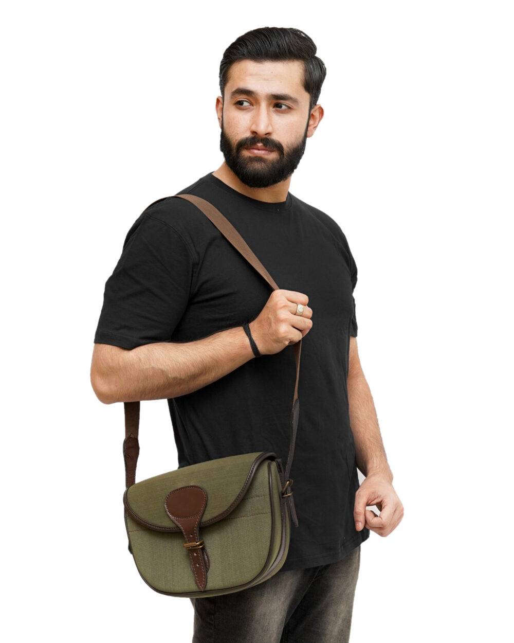 Canvas Leather Cartridge Bag | Green Cartridge Bag