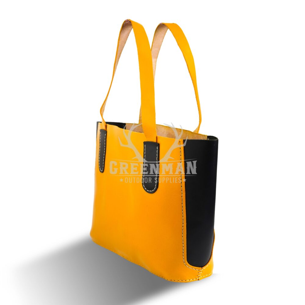 Genuine Yellow Leather Tote Bag | Leather Tote Hand Purse - Image 2