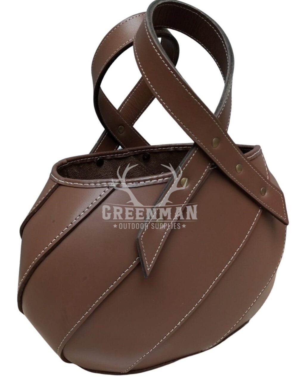 Round Leather Tote Bag | Brown Leather Bag for Women - Image 2