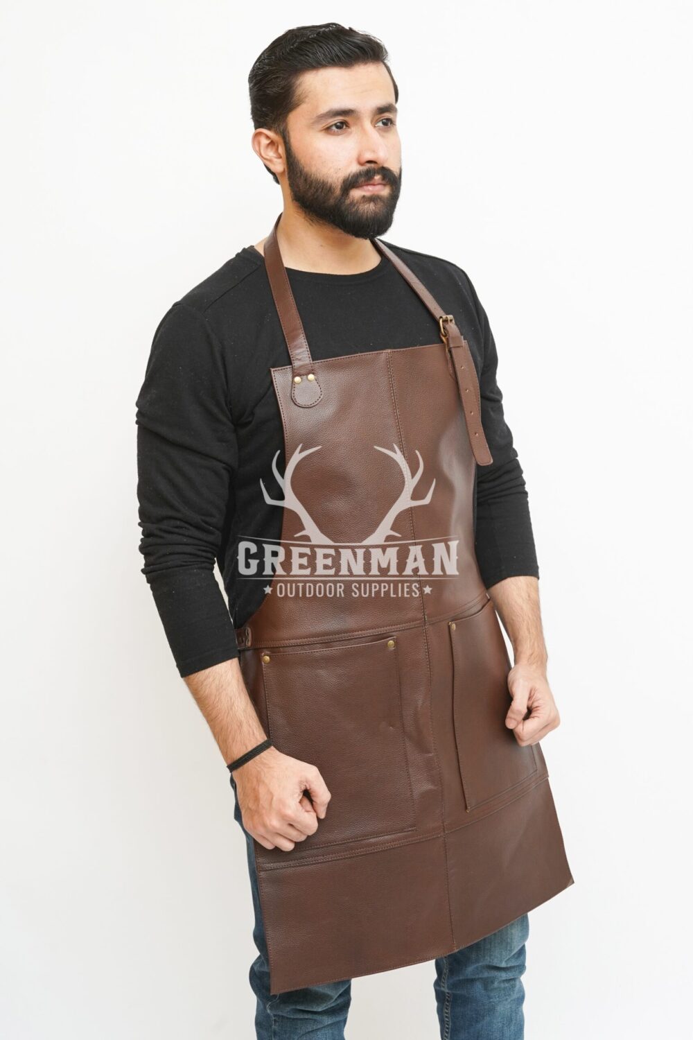 Brown Multi Pocket Leather Apron - Image 2