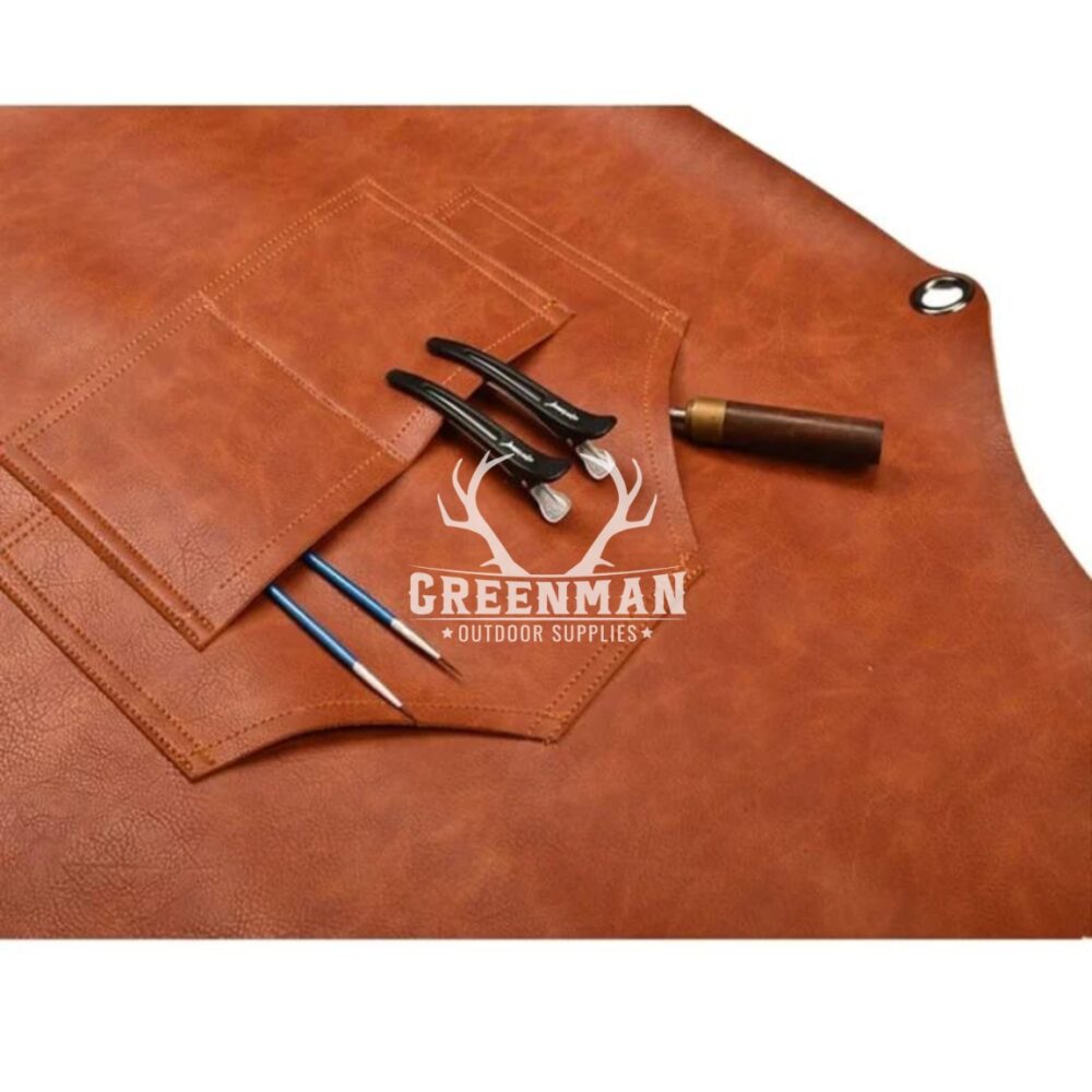 Genuine Leather Classic Apron | Tan Leather Work Apron - Image 4