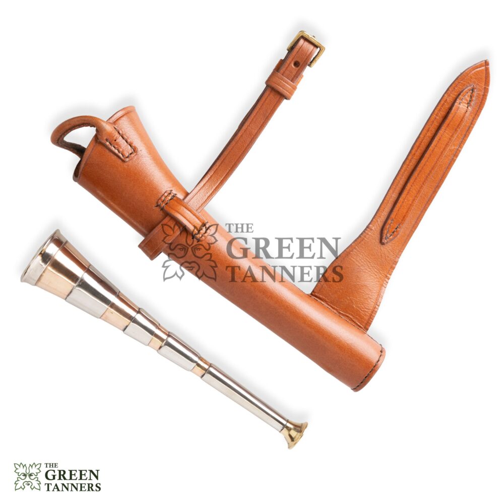 4 Band Fox Hunting Horn with Leather Case - Image 3