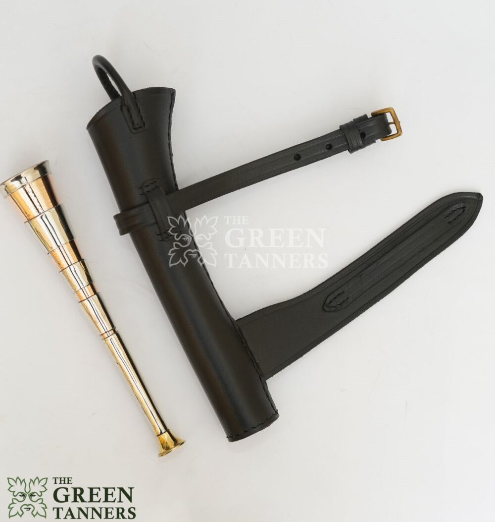 4 Band Fox Hunting Horn with Leather Case - Image 2