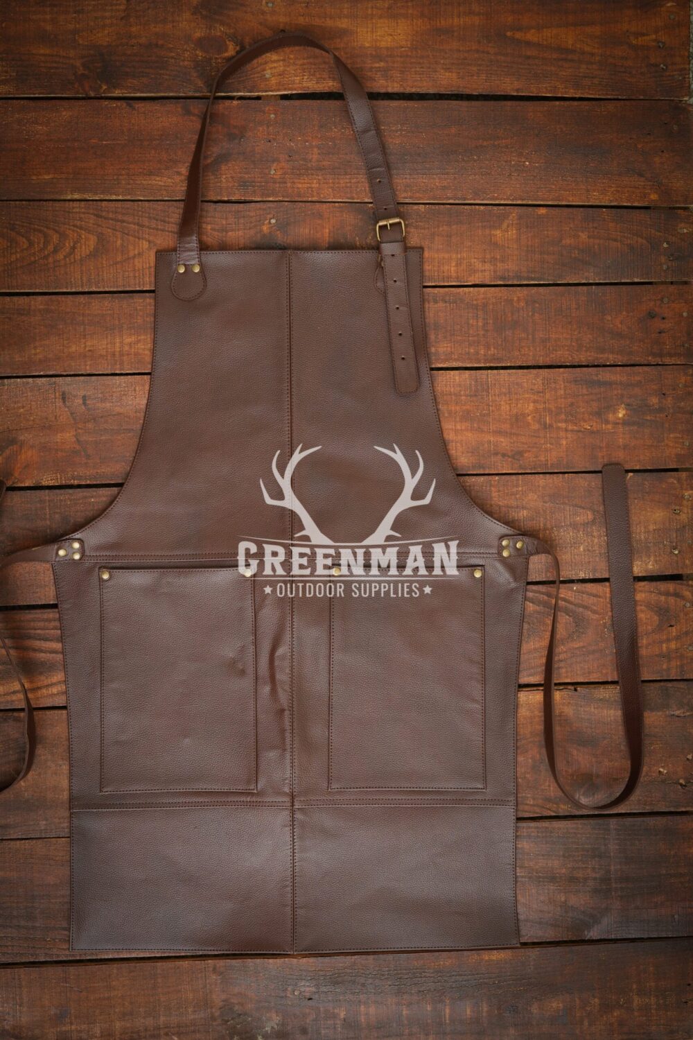 Brown Multi Pocket Leather Apron - Image 5