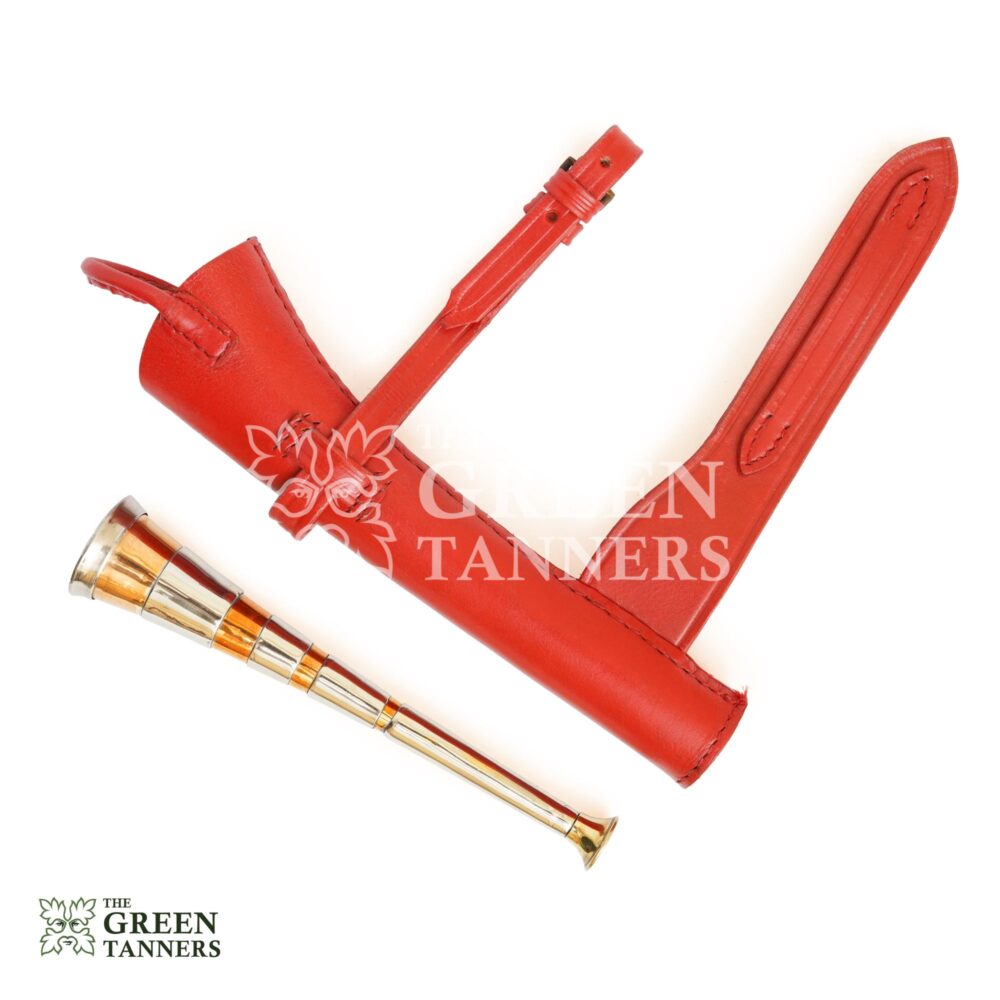4 Band Fox Hunting Horn with Leather Case - Image 5