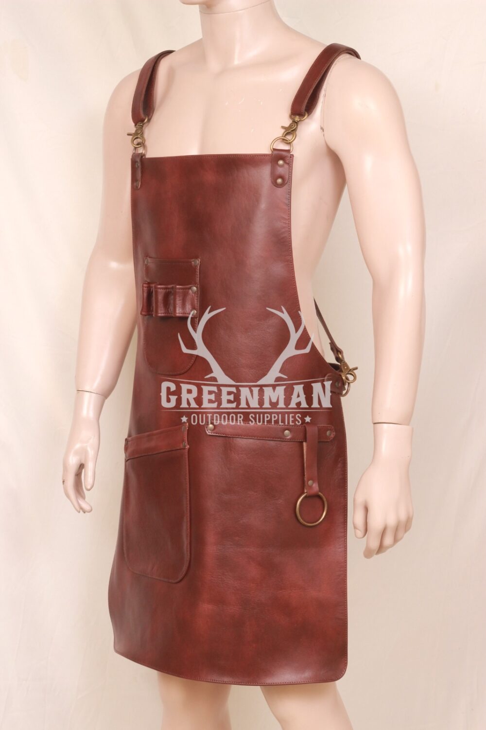 Brown Leather Apron for Men: Straps and Pockets for Style - Image 3