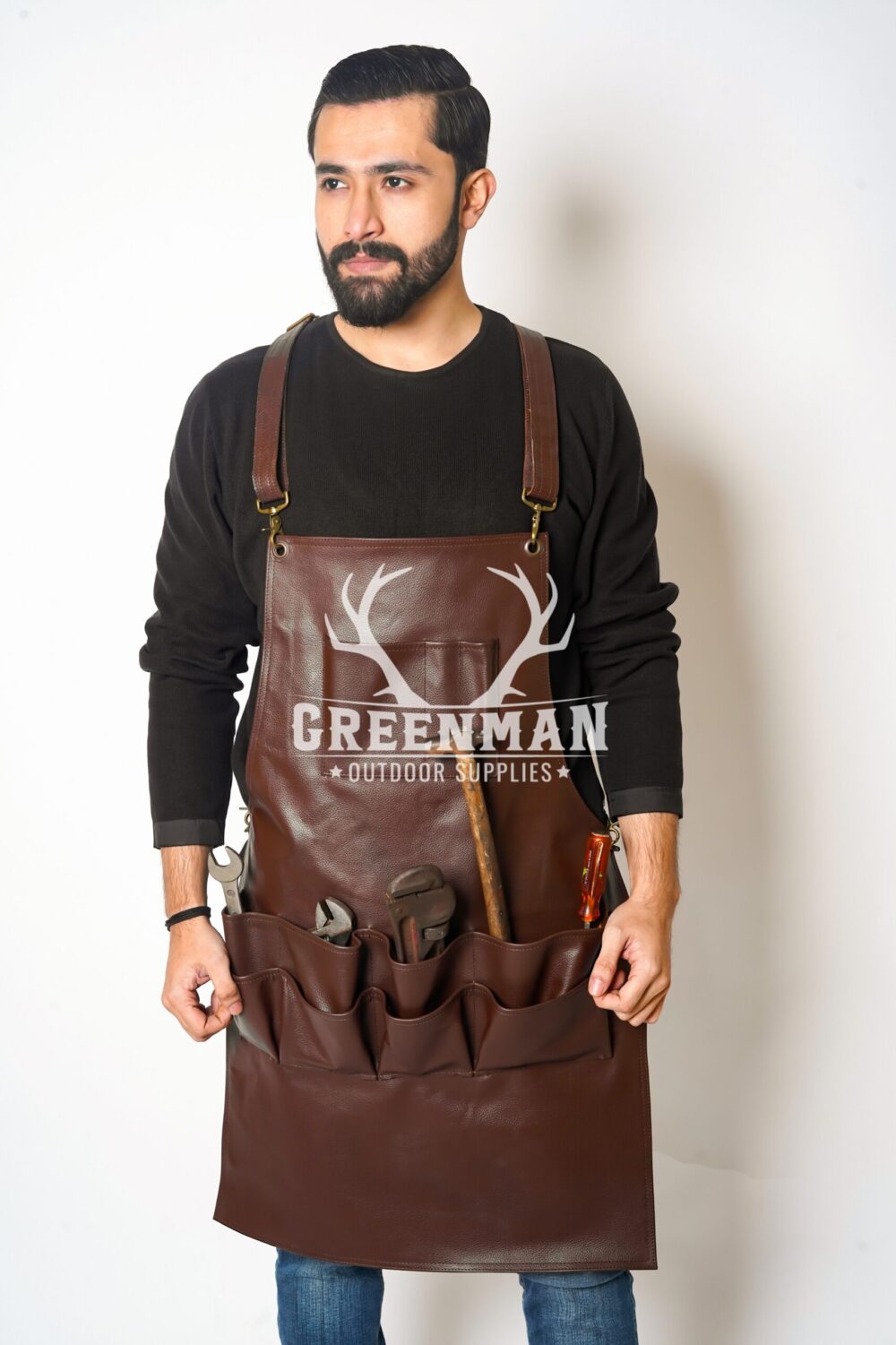 Multi Pockets Leather Apron for Men - Image 4