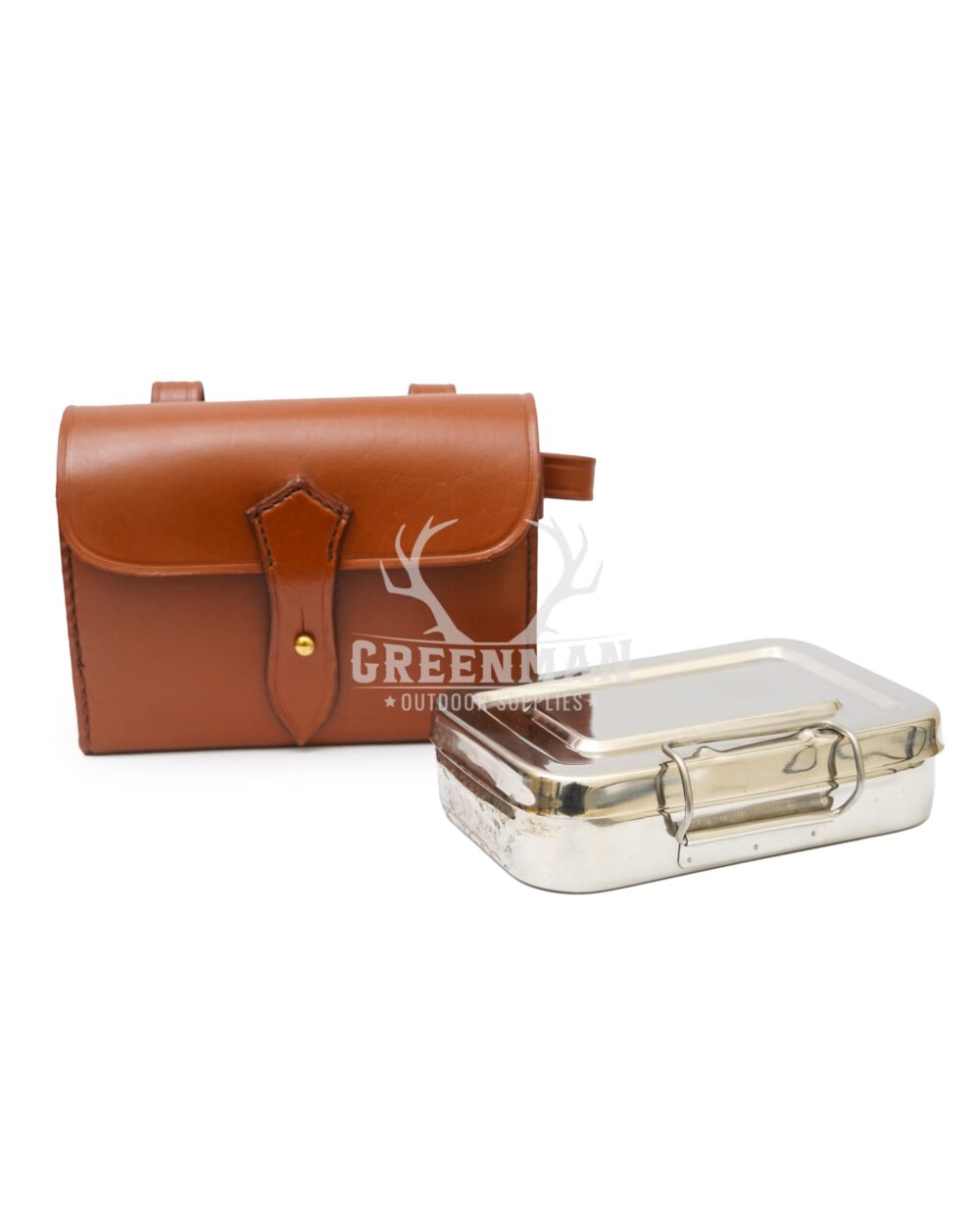 Stainless Steel Sandwich Tin with Leather Case - Tan - Image 2