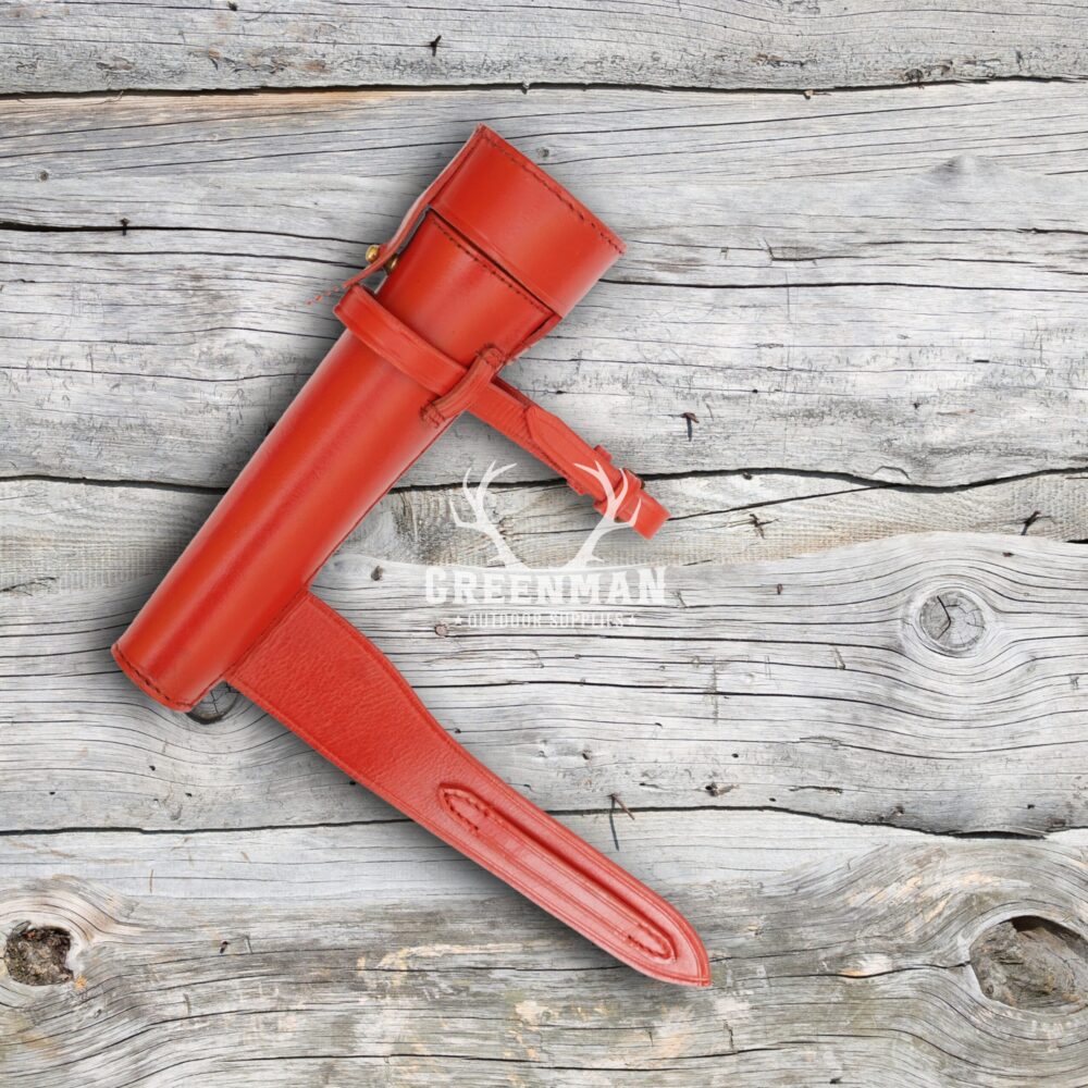 Stainless Steel Fox Hunting Flask Bottle with Red Leather Case - Image 3