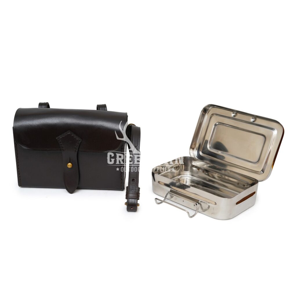 Stainless Steel Sandwich Tin with Leather Case - Tan - Image 4