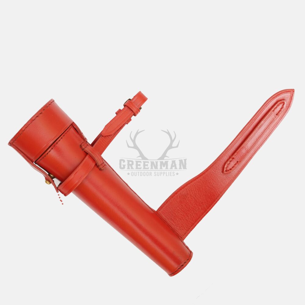Stainless Steel Fox Hunting Flask Bottle with Red Leather Case - Image 2