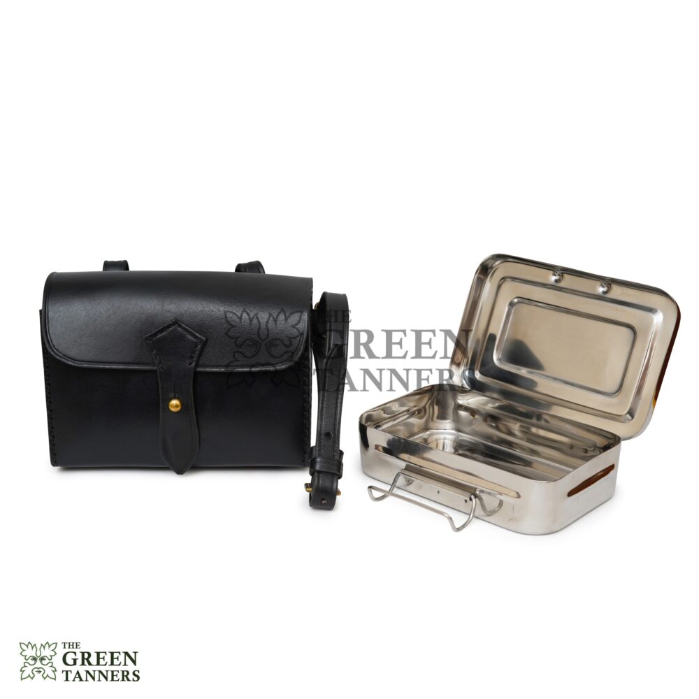 Stainless Steel Sandwich Tin with Leather Case - Brown - Image 3