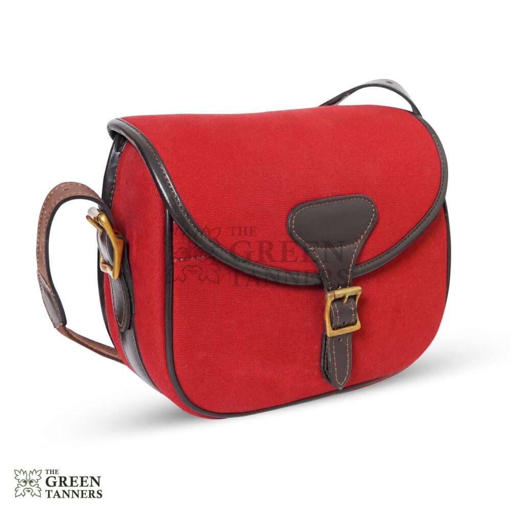 Canvas Leather Cartridge Bag | Red Canvas Cartridge Bags - Image 2
