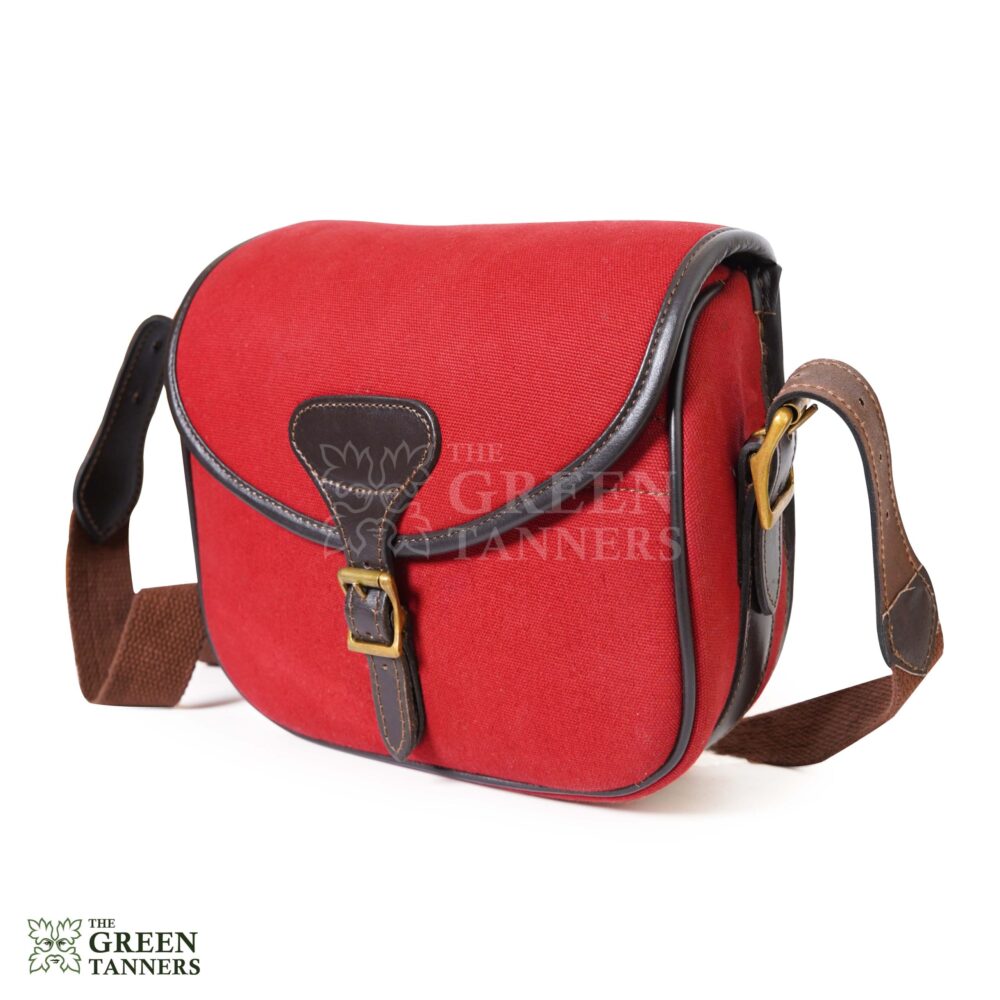 Canvas Leather Cartridge Bag | Red Canvas Cartridge Bags