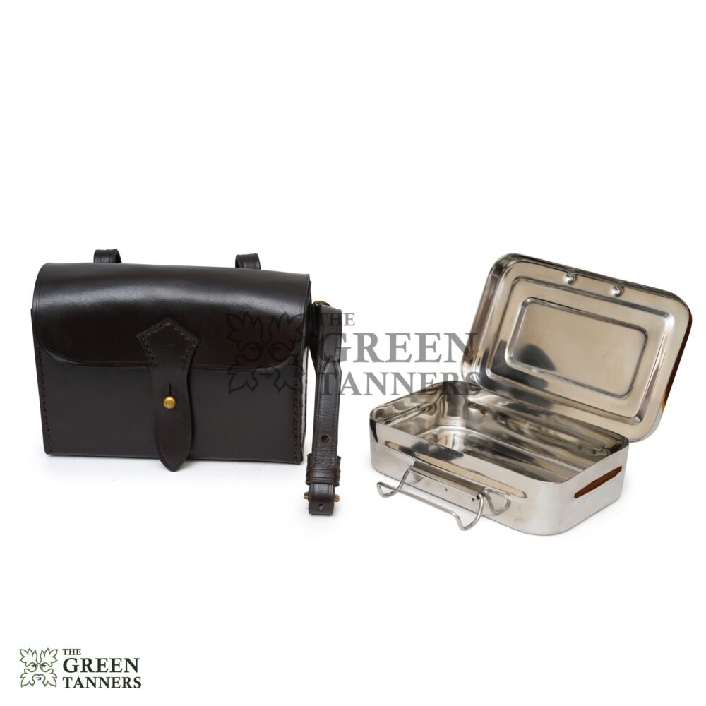 Stainless Steel Sandwich Tin with Leather Case - Brown - Image 2