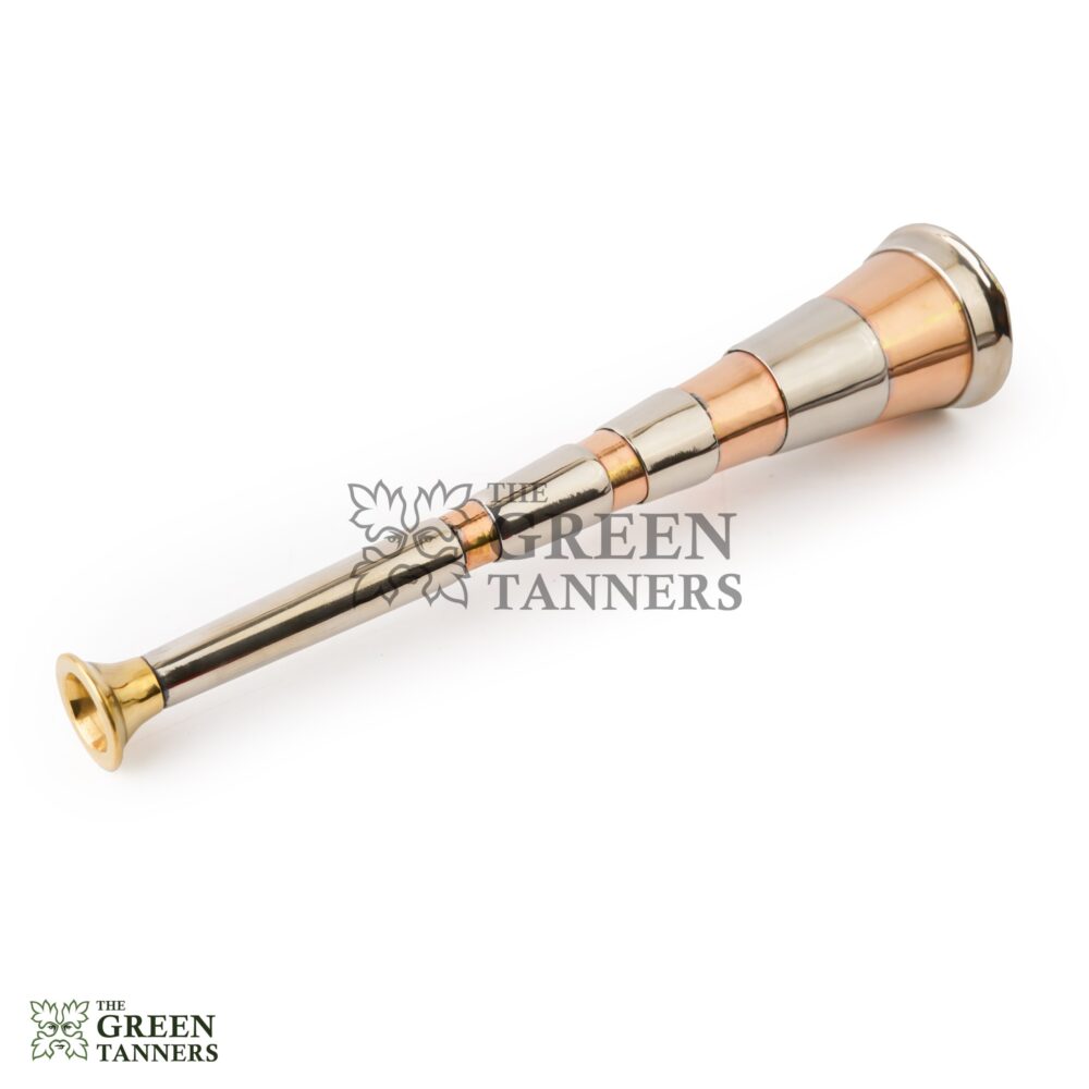 4 Band Copper Fox Hunting Horn with Brass Mouthpiece - Image 3