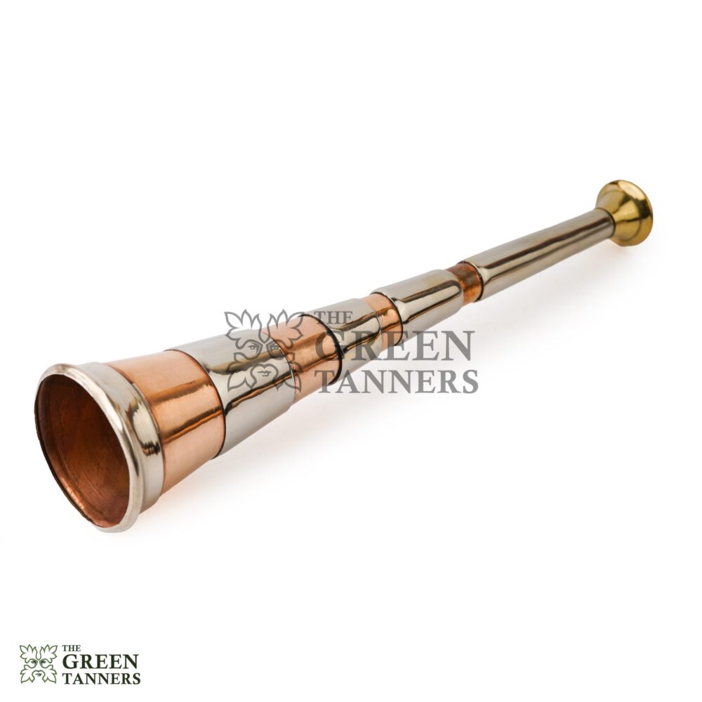 4 Band Copper Fox Hunting Horn with Brass Mouthpiece - Image 4