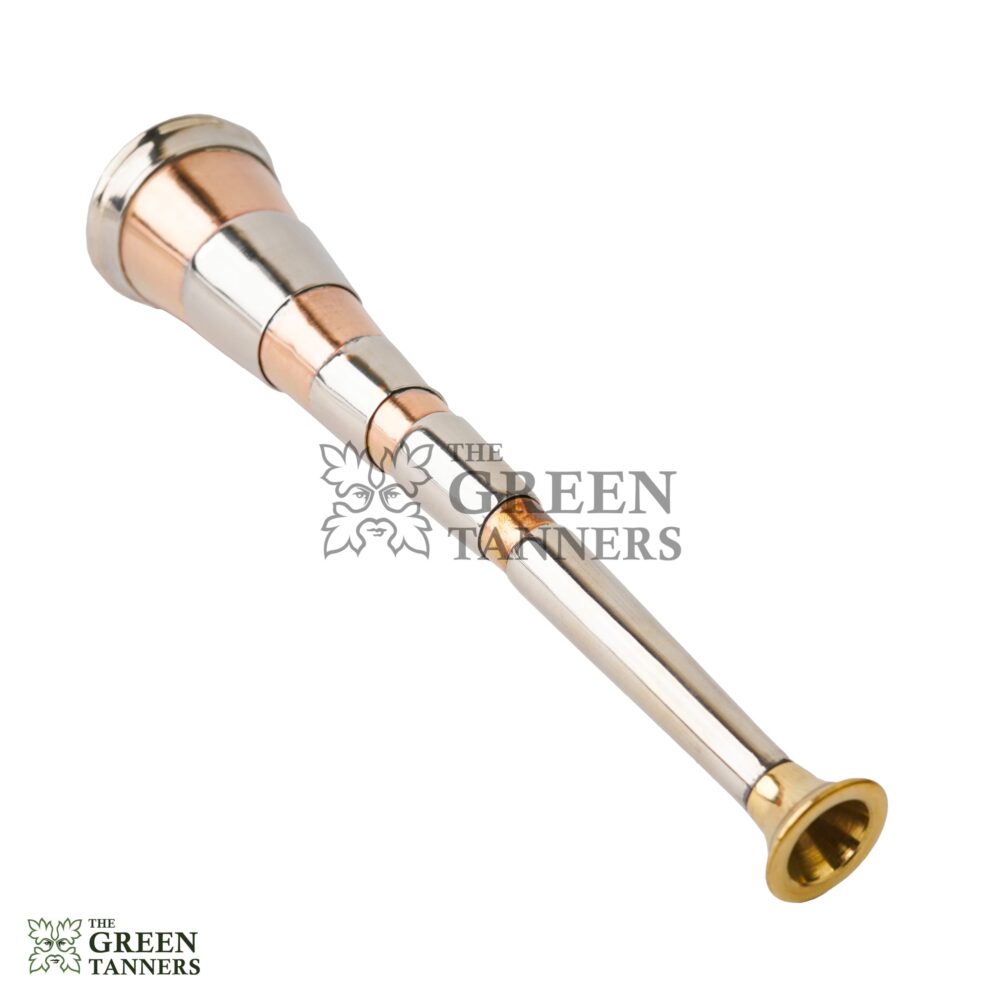 4 Band Copper Fox Hunting Horn with Brass Mouthpiece - Image 2