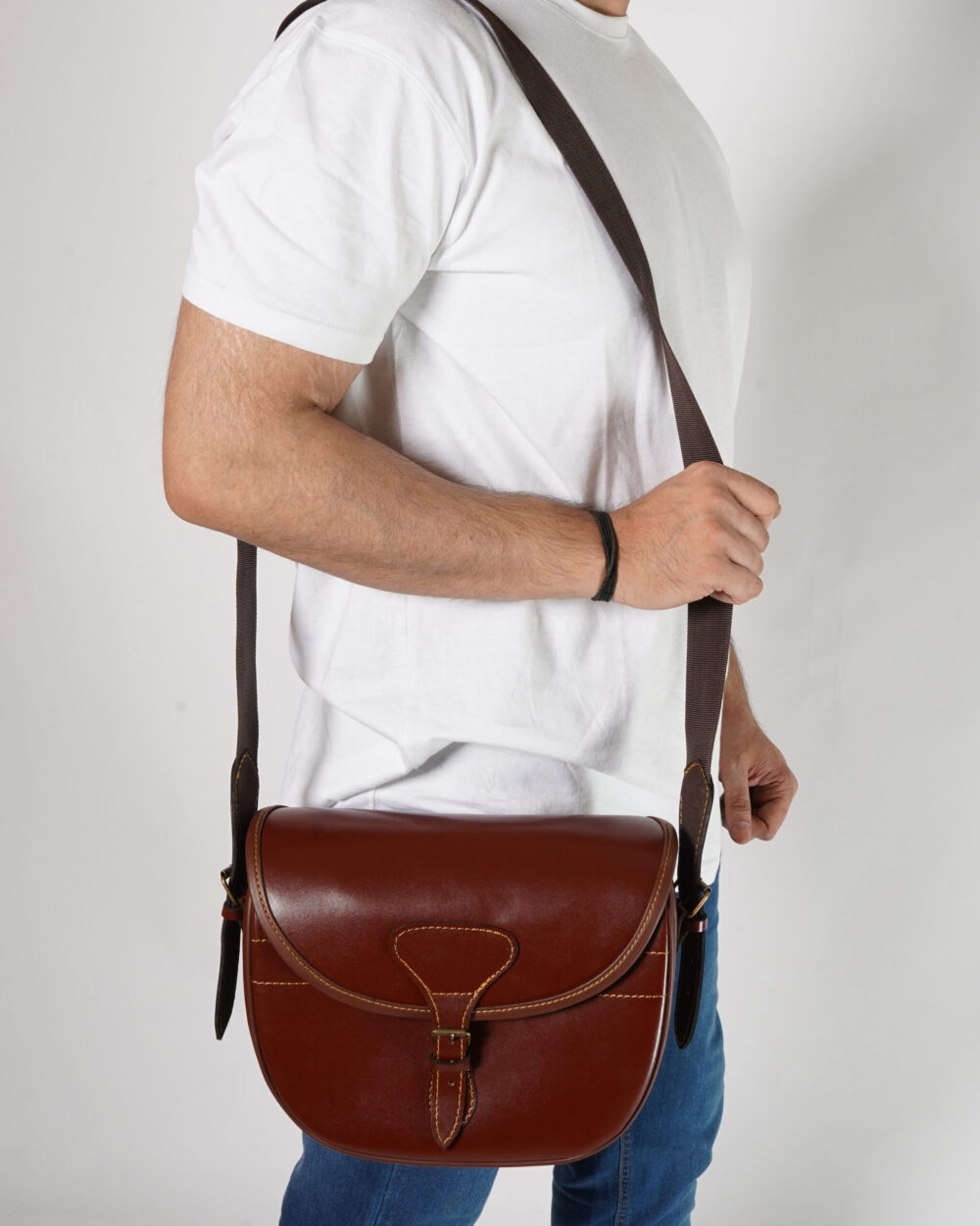 Luxury Maroon Leather Cartridge Bag for Shooting Enthusiasts