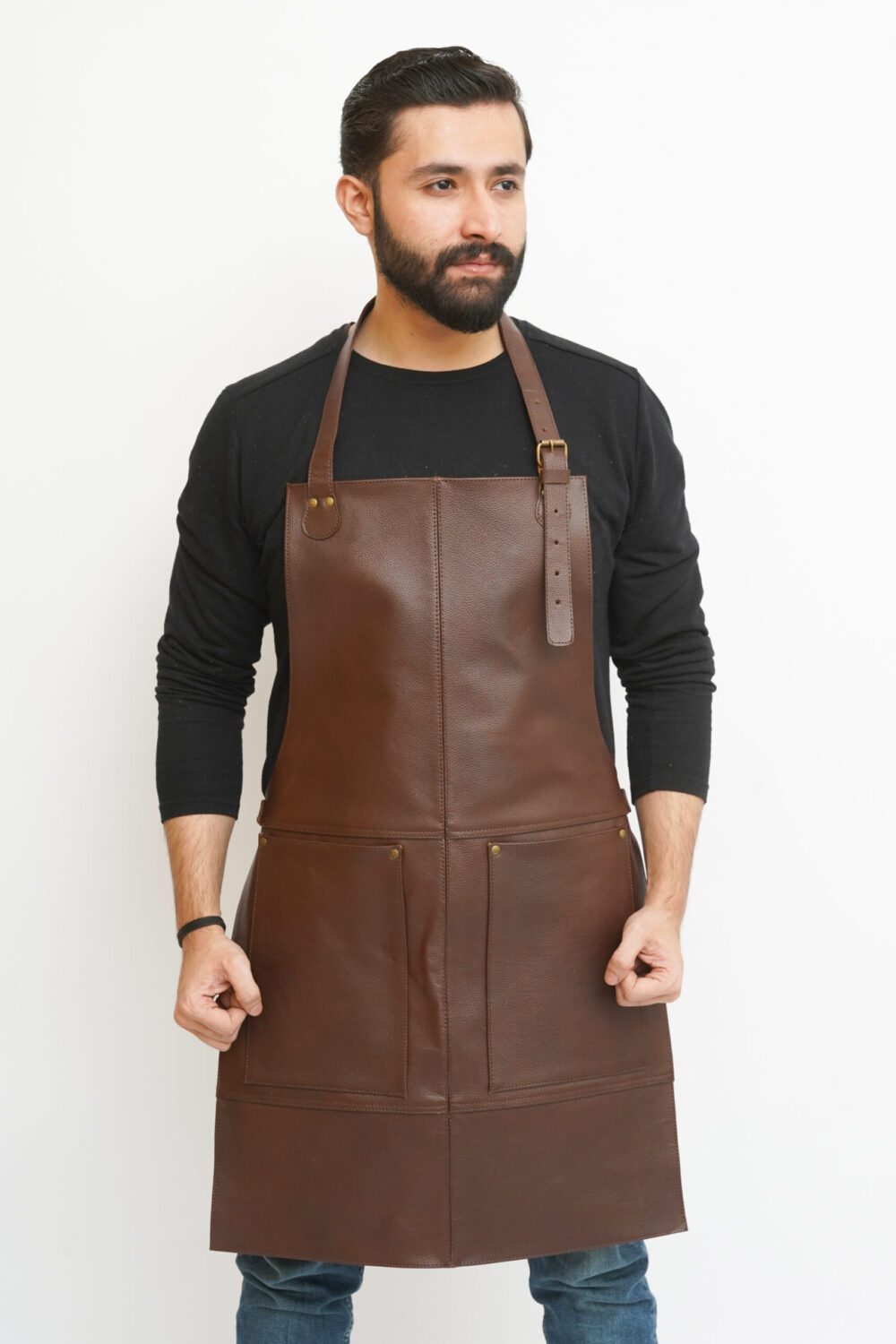 Brown Multi Pocket Leather Apron