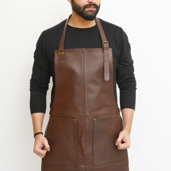 Brown Multi Pocket Leather Apron