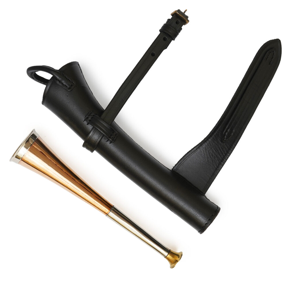 1 Band Fox Hunting Horn with Brass Mouthpiece | Leather Case