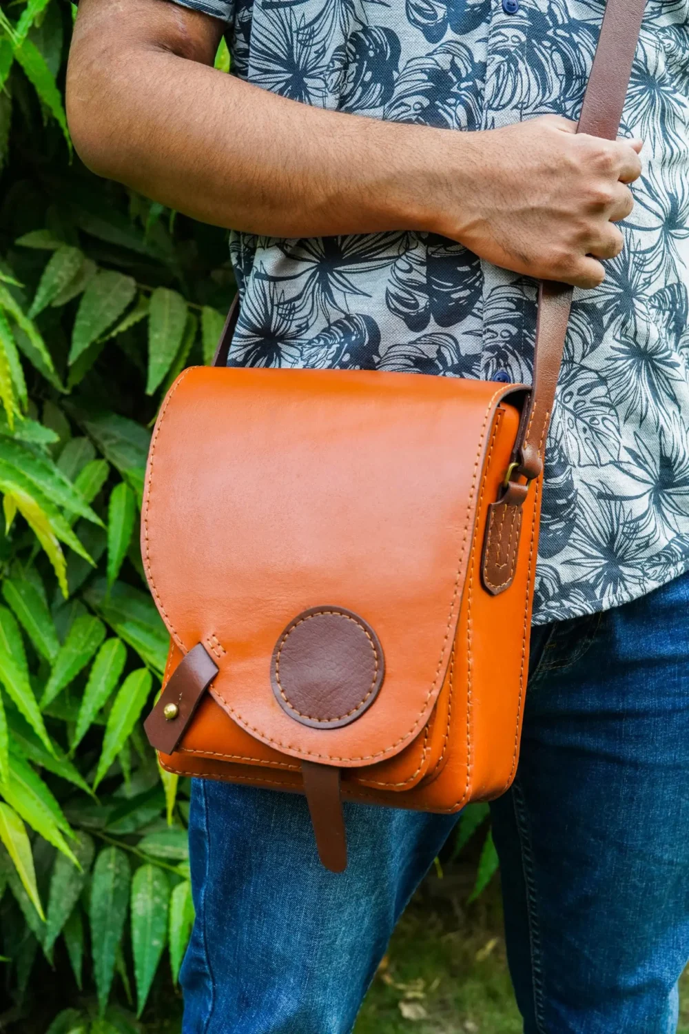 Genuine Leather Crossbody Bag | Leather Bruce Messenger Bag