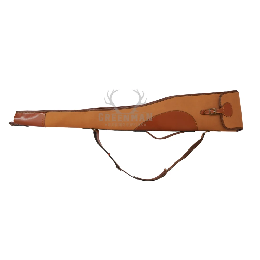 Canvas Shotgun Case, leather piping shotgun, canvas and leather comnination case , canvas case, short gun with canvas and leather, leather piping and adjustable shoulder strap