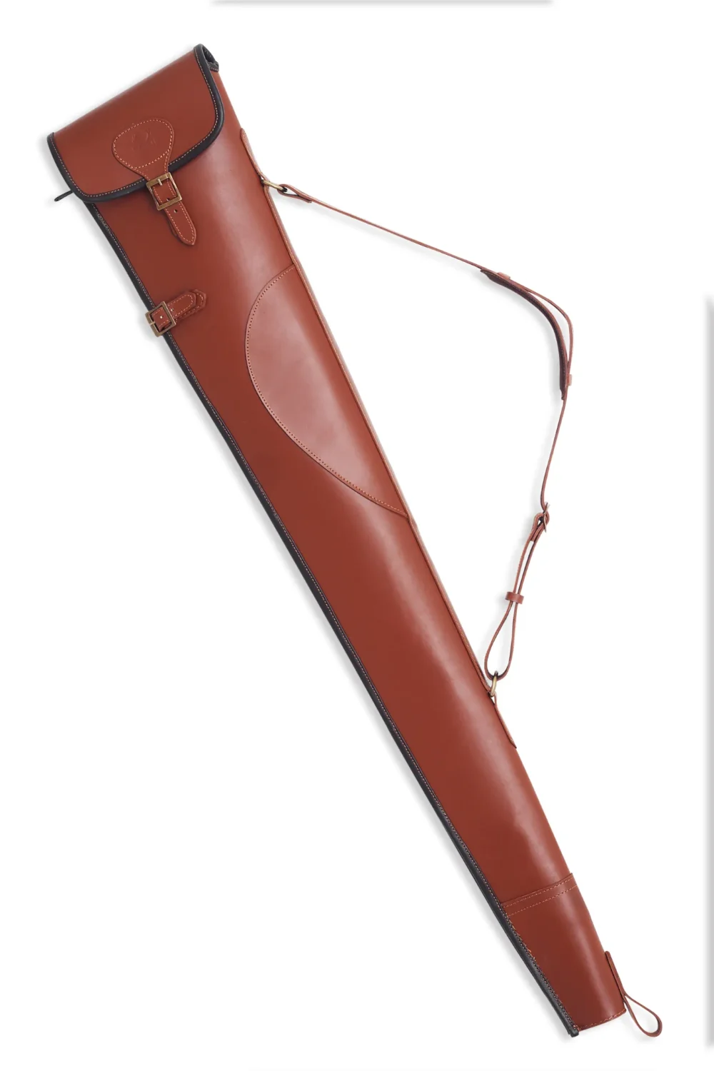Leather Rifle Case with Adjustable Shoulder Strap,Genuine Leather Rifle Case in Dark Brown,Handcrafted Leather Gun Case for Long Rifle,Scalloped Opening Rifle Case Made of Real Leather,Leather Rifle Case with Brass Buckles