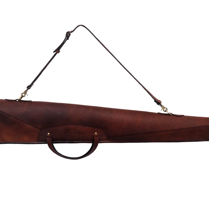 leather rifle case,fleece lined rifle bag,brown leather gun case,rifle case with brass buckles,full grain leather firearm case