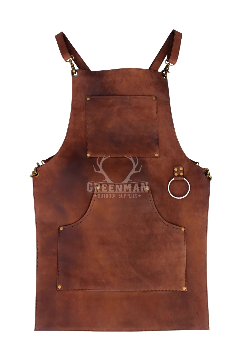 Professional chef using heavy-duty leather BBQ apron
