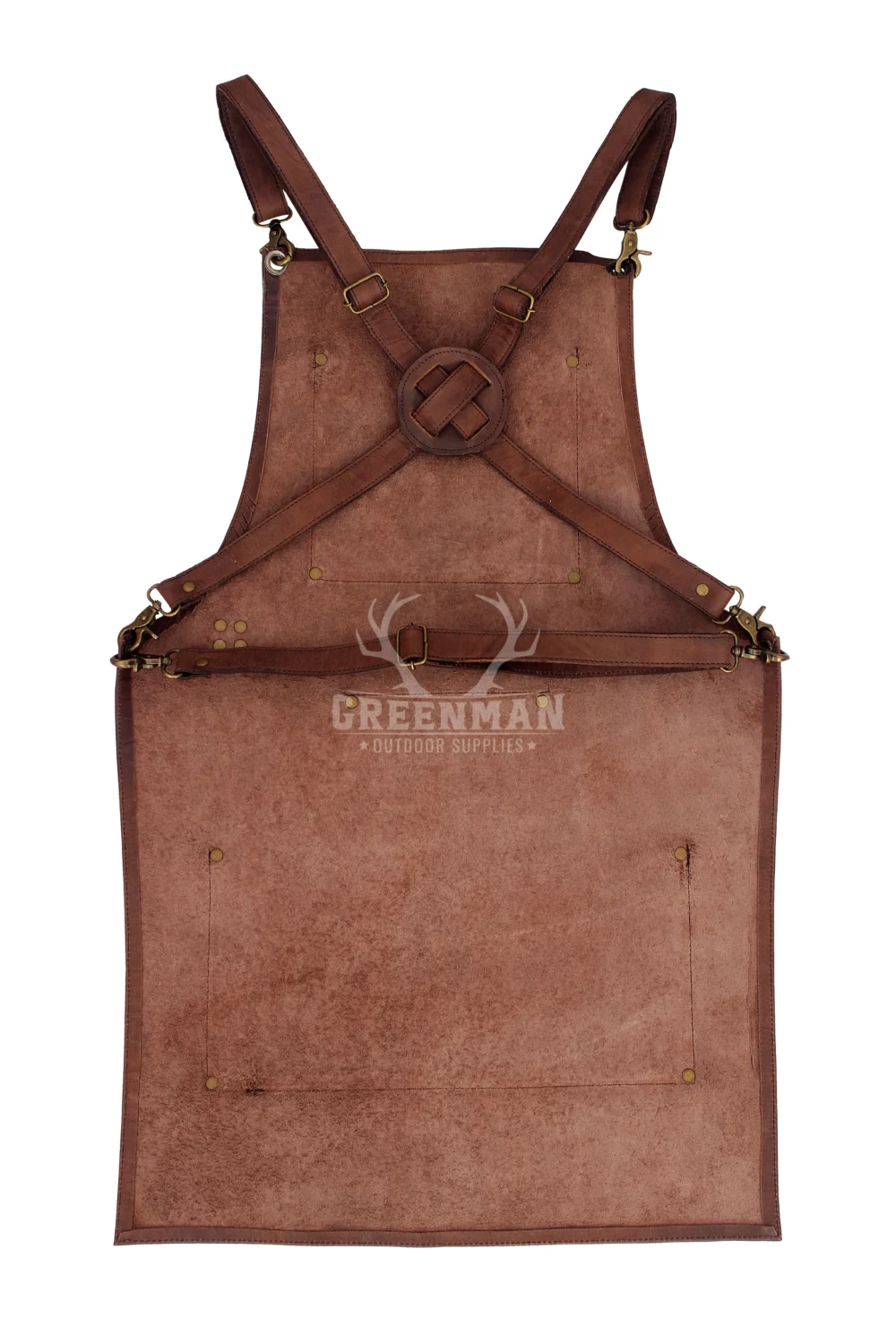 Professional chef using heavy-duty leather BBQ apron
