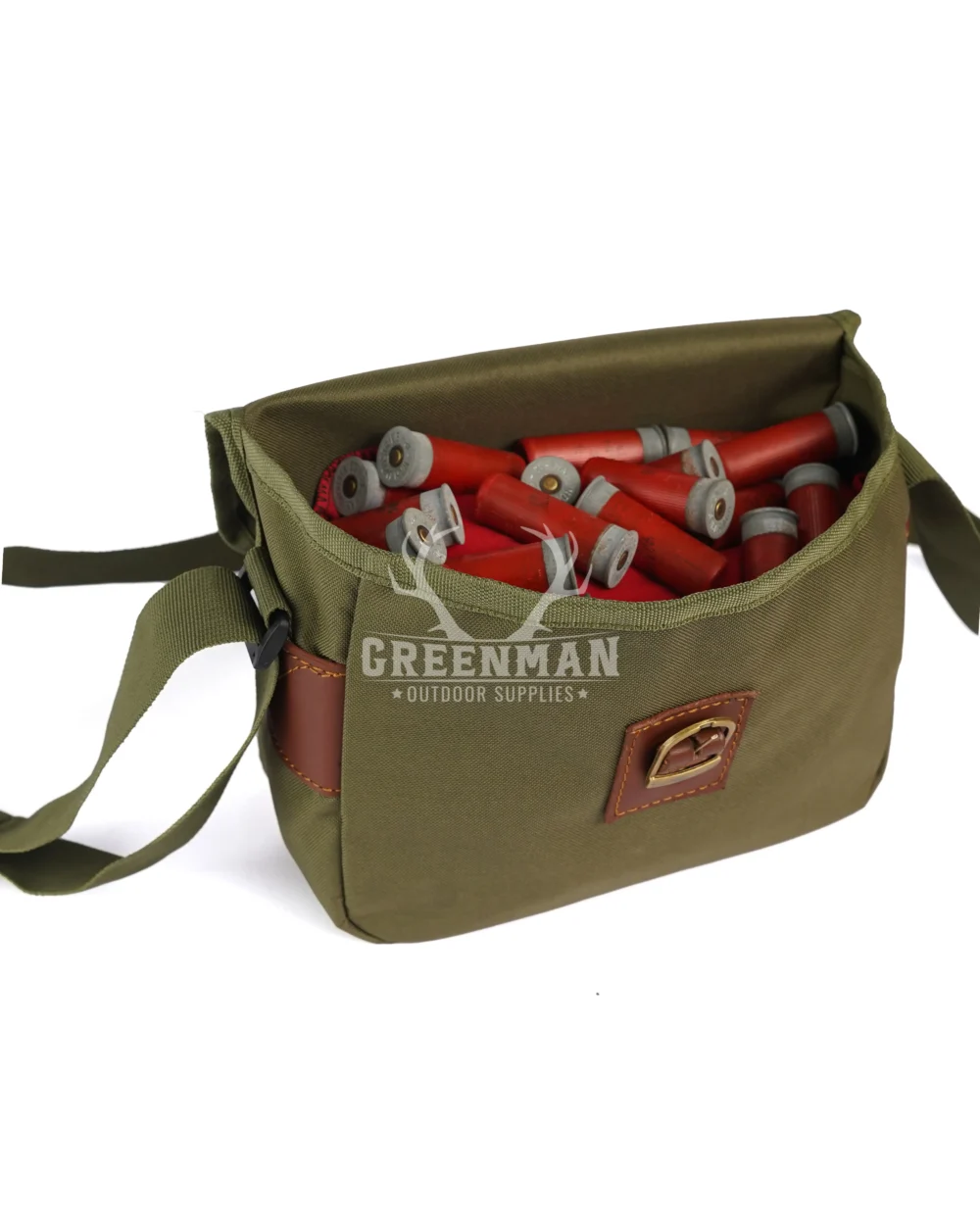Genuine Leather & Canvas Ammo Carry Case,Field-Ready Canvas Ammo Holder,Outdoor Cartridge Storage Bag for Hunters,Canvas Shotgun Shell Bag for Range & Hunt, Tactical Canvas Ammo Satchel with Strap,Durable Shell Bag for Outdoor Shooting
