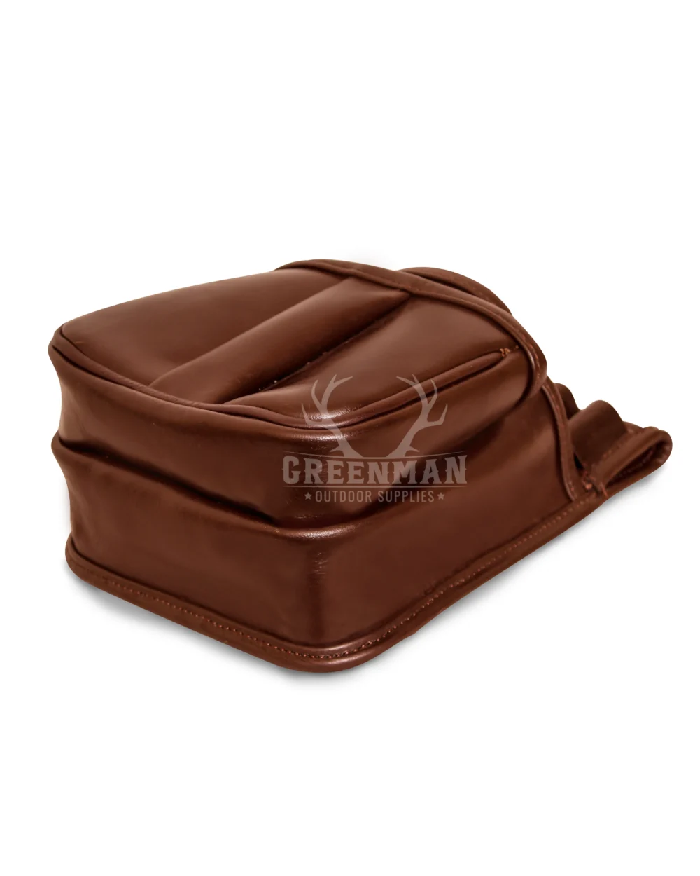 Leather Cartridge Bag Front View,Genuine Leather Cartridge Bag with Belt Loop,Handcrafted Leather Cartridge Bag for Shooters,Cartridge Bag with 50 Round Capacity, Leather Ammo Pouch with Front and Main Pockets