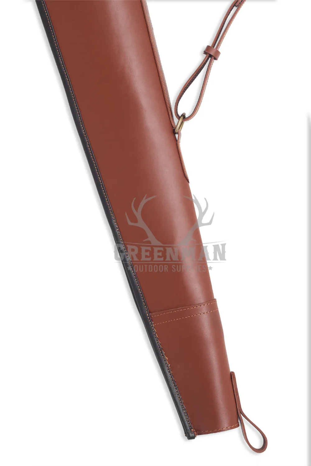 Leather Rifle Case with Adjustable Shoulder Strap,Genuine Leather Rifle Case in Dark Brown,Handcrafted Leather Gun Case for Long Rifle,Scalloped Opening Rifle Case Made of Real Leather,Leather Rifle Case with Brass Buckles