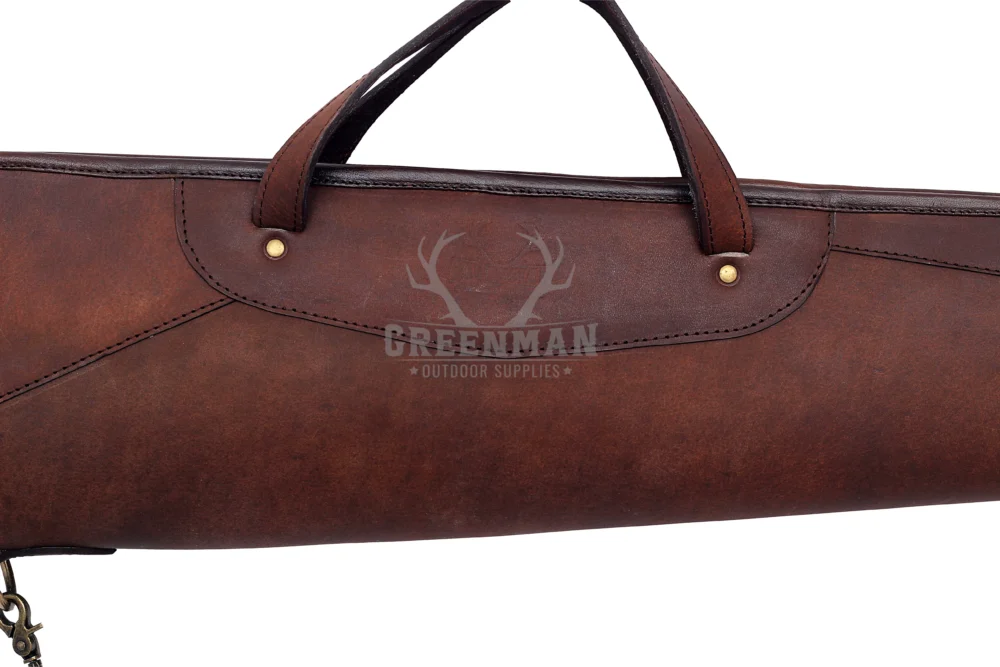 leather rifle case, fleece lined rifle bag, rifle case with durable quailty, rifle case with premium quality, brown leather gun case, rifle case with brass buckles, full grain leather firearm case