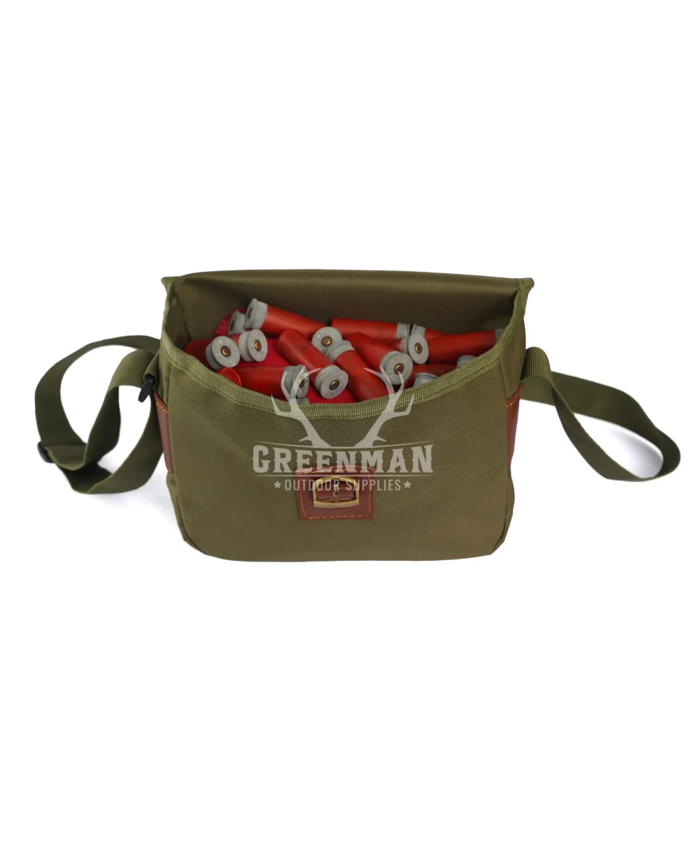 Genuine Leather & Canvas Ammo Carry Case,Field-Ready Canvas Ammo Holder,Outdoor Cartridge Storage Bag for Hunters,Canvas Shotgun Shell Bag for Range & Hunt, Tactical Canvas Ammo Satchel with Strap,Durable Shell Bag for Outdoor Shooting