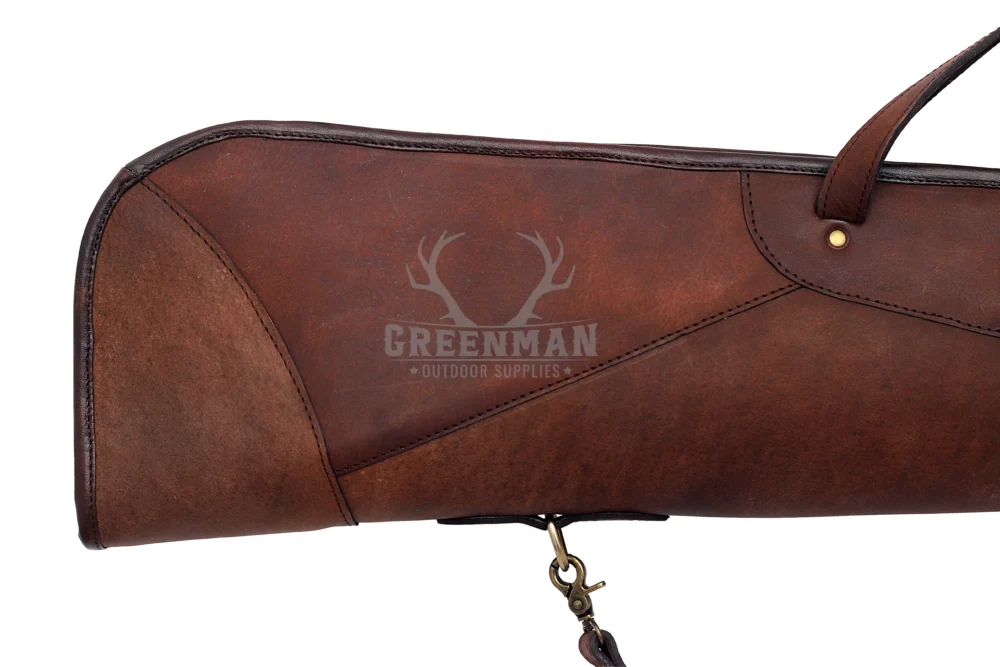 leather rifle case, fleece lined rifle bag, rifle case with durable quailty, rifle case with premium quality, brown leather gun case, rifle case with brass buckles, full grain leather firearm case