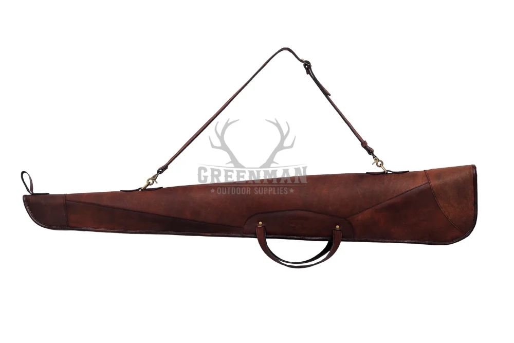 leather rifle case, fleece lined rifle bag, rifle case with durable quailty, rifle case with premium quality, brown leather gun case, rifle case with brass buckles, full grain leather firearm case