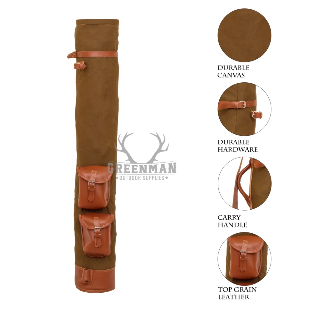 vintage canvas golf bag, leather trimmed golf bag, lightweight pencil golf bag, classic walking golf bag, canvas golf bag for 9 clubs, green and brown golf bag,